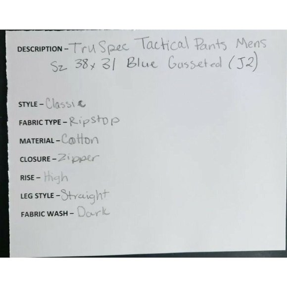 Tru-Spec Tactical Pants Mens Size 38x31 Blue Gusseted - Picture 7 of 7
